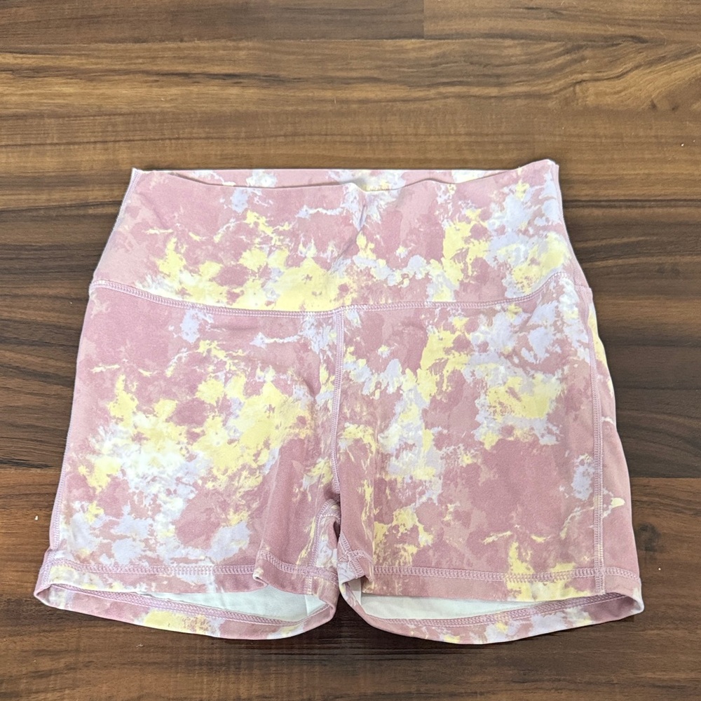 Mono B Pink and Yellow Tie-Dye Athletic Shorts